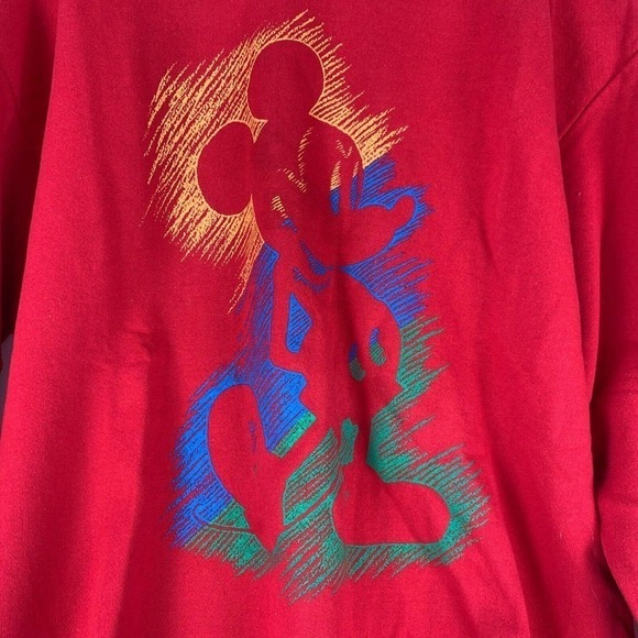 Vintage 90s Disney Designs Mickey Silhouette Red Sweatshirt L XL - Picture 6 of 8